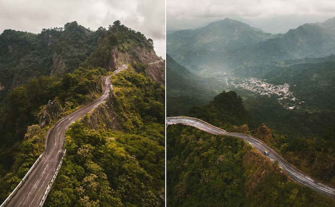 El Espinazo del Diablo es una de las carreteras más emblemáticas de Puebla | Fotografías aéreas del "Espinazo del Diablo Cre‌ditos: Omargonval.