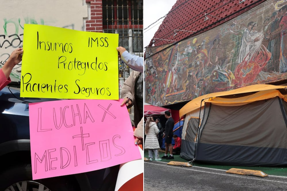 Personal sindicalizado del IMSS realiza guardias afuera de las instalaciones del SNTSS | Foto: EsImagen