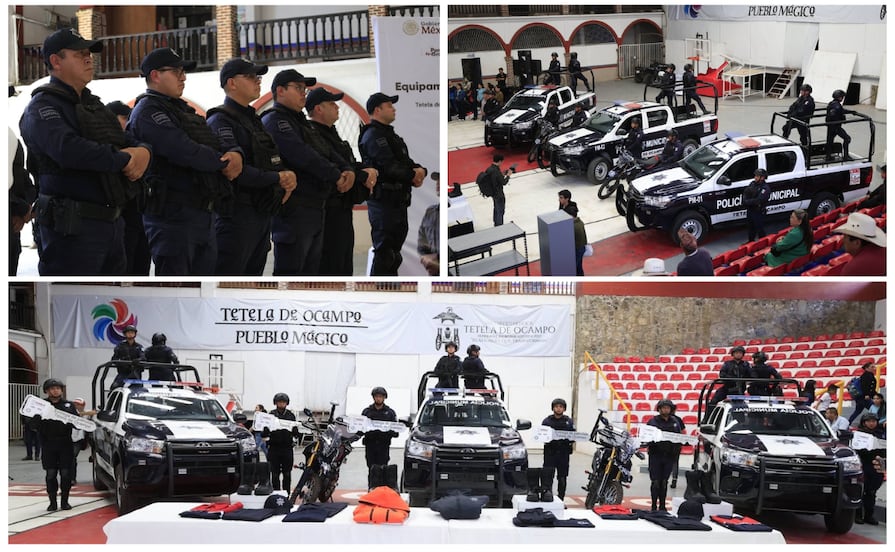 Gobierno de Puebla fortalece a policías municipales en la Sierra Norte con patrullas y uniformes