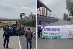 Tráfico en la autopista México-Puebla por accidente y protesta