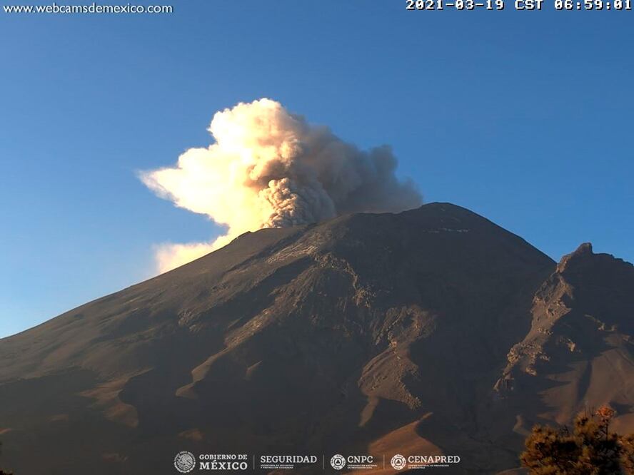 ¿Cómo amaneció el Popocatépetl? 19 marzo 2021