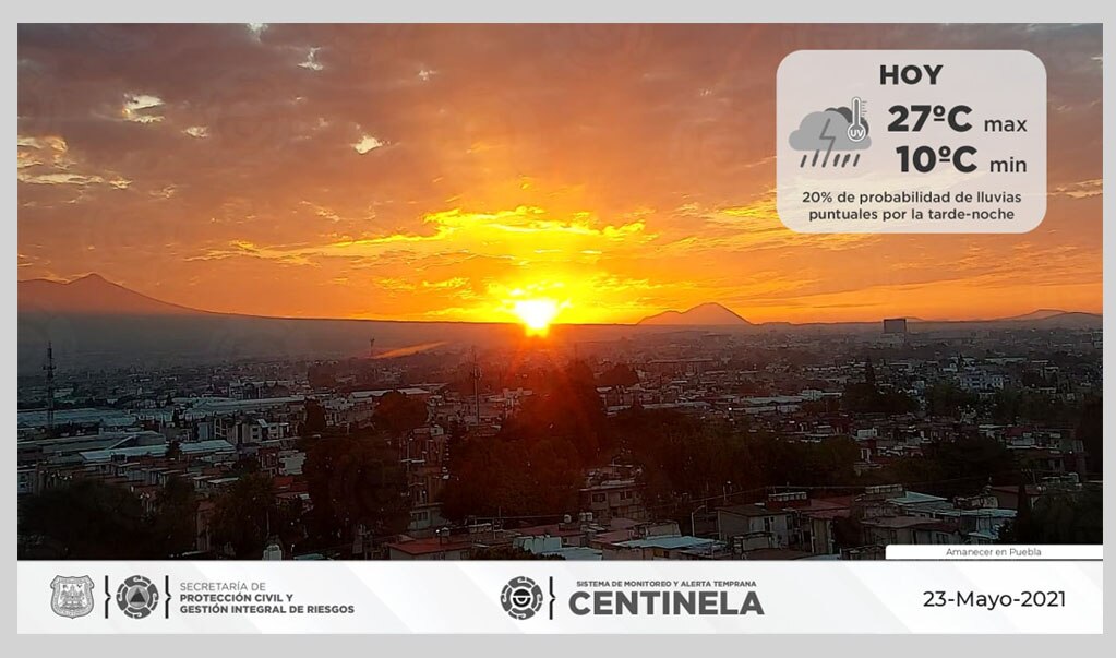 Pronóstico del clima para Puebla, 23 de mayo 2021