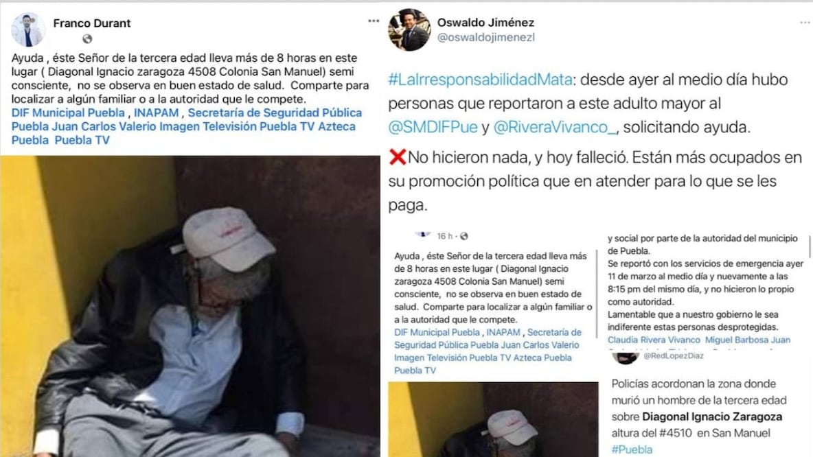 Un adulto mayor fallece en las calles de la ciudad de Puebla