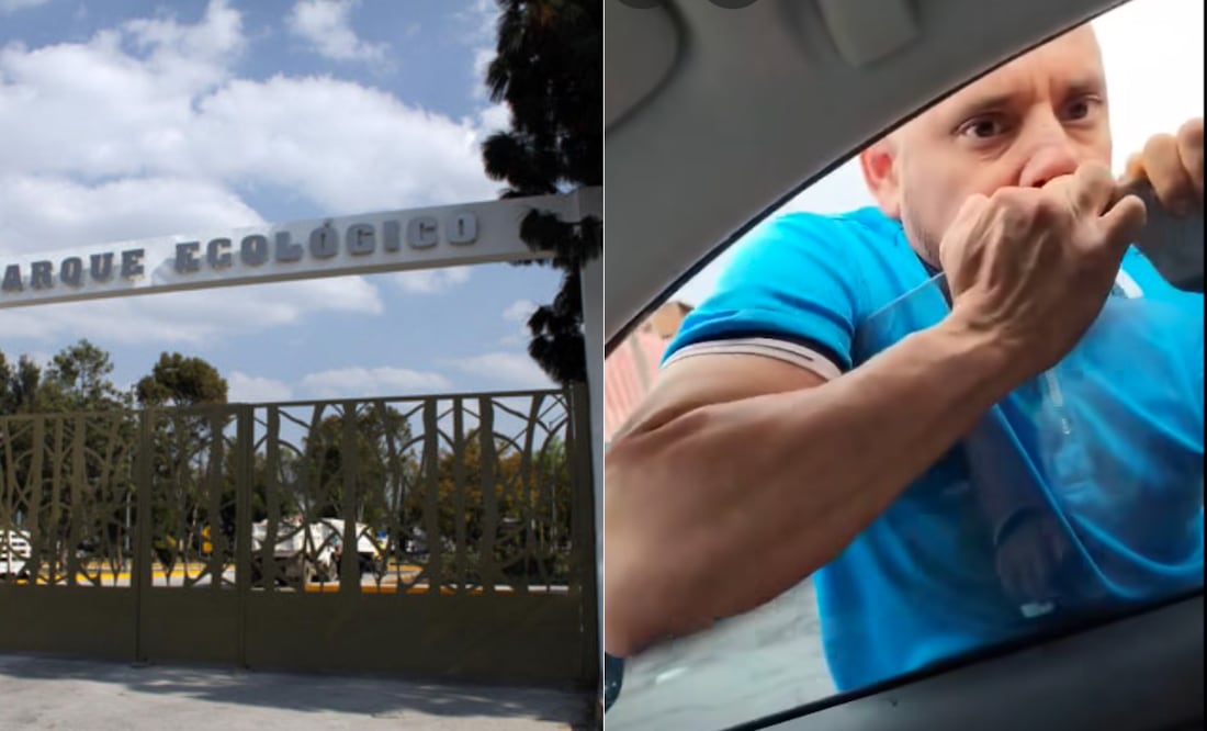 Automovilista arrastra a presunto asaltante por el Parque Ecológico de Puebla I Foto: EsImagen/captura de pantalla