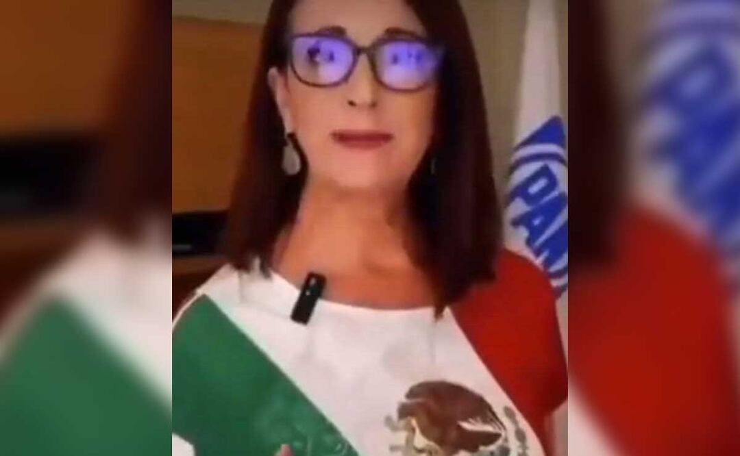 Augusta Díaz de Rivera difundió un video con esta blusa de la Bandera de México | TikTok PAN Estatal