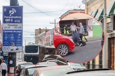 VIDEO Automovilista golpea a supervisor de parquímetros en Puebla tras retiro de placa