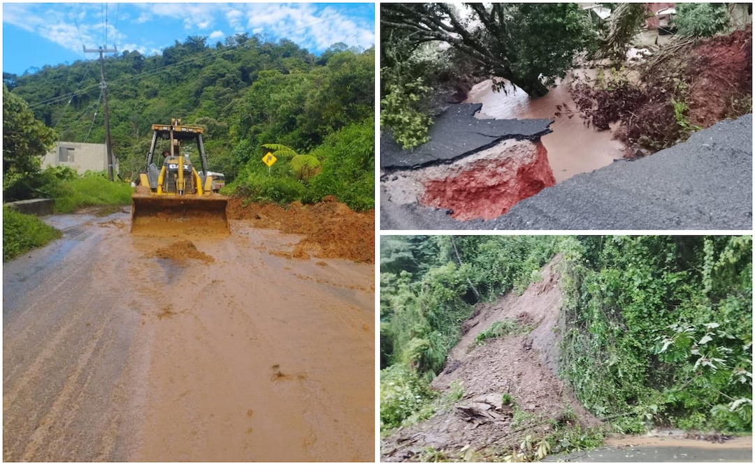 Con maquinaria y apoyos, Gobierno del Estado atiende de forma oportuna deslave en Eloxochitlán | Foto: Gobierno de Puebla.