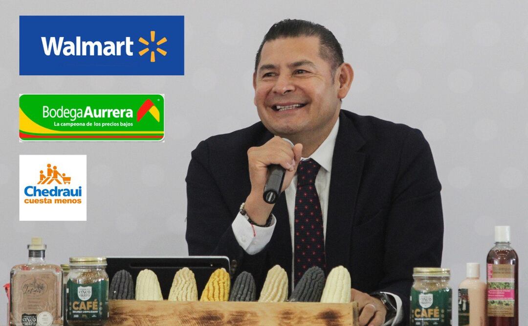 Alejandro Armenta promueve entre los supermercados los productos de la marca 5 de Mayo hechos en Puebla | Foto: EsImagen/RRSS