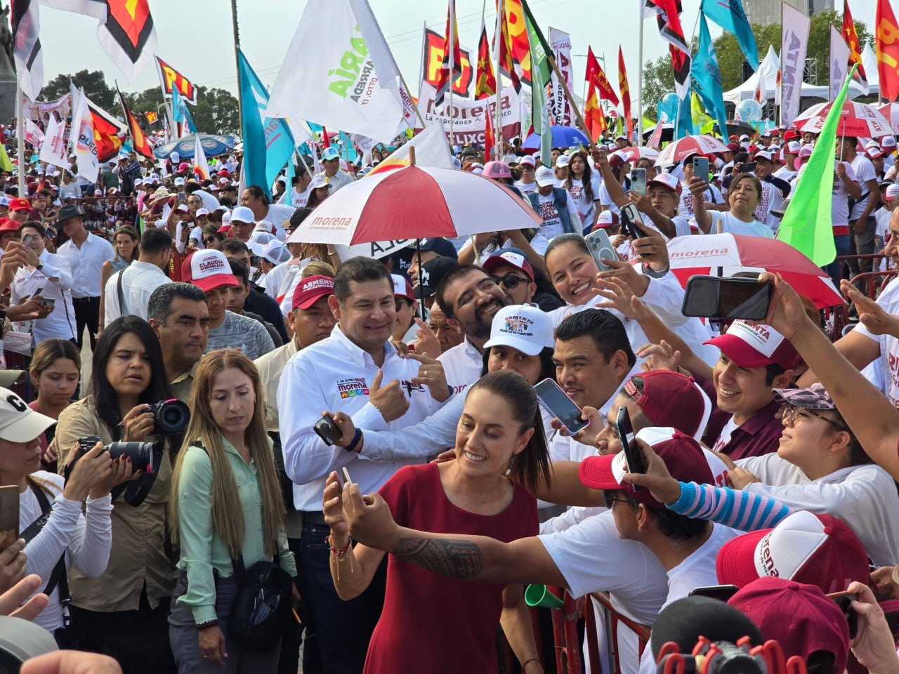 Claudia Sheinbaum acompaña a candidatos poblanos en cierre de campaña