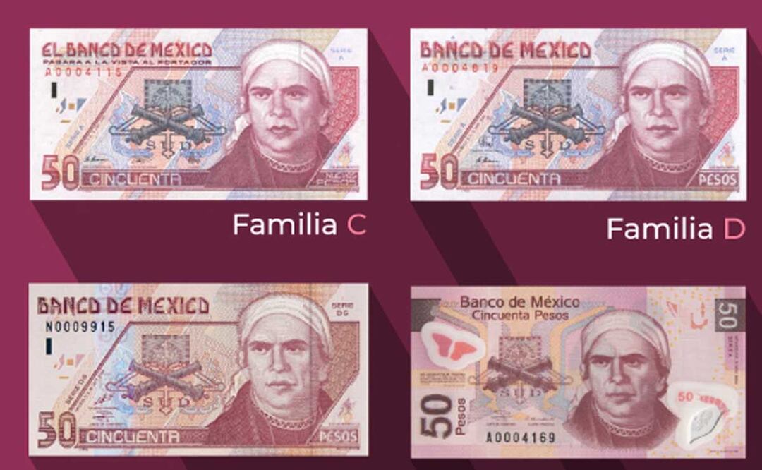 Hay un billete de 50 pesos que parece falso pero sólo es viejito | foto: BANXICO