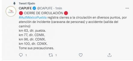 Autopista México-Puebla: Caravana migrante colapsa la vialidad  