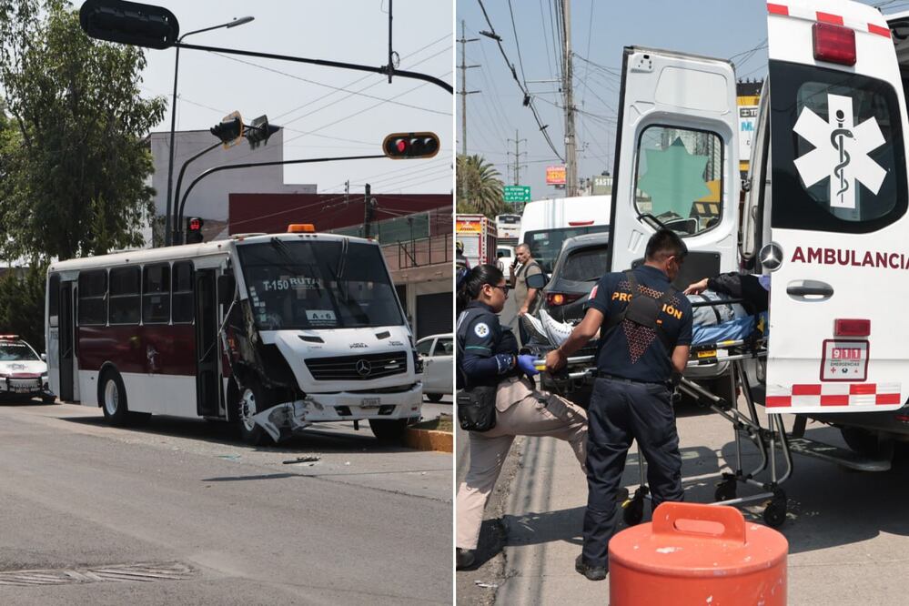 Así se registró el impacto entre dos unidades de transporte público en Puebla | Foto: EsImagen
