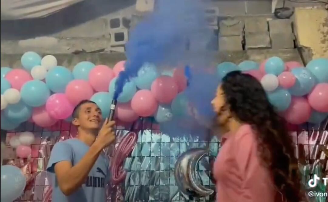 Un video en TikTok sobre revelación de sexo muestra como el papá se desmaya. Imagen: TikTok @ivonherrera3