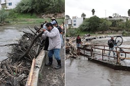 Lluvias dañan el Paso de los Gallos por la creciente del río Atoyac en Puebla