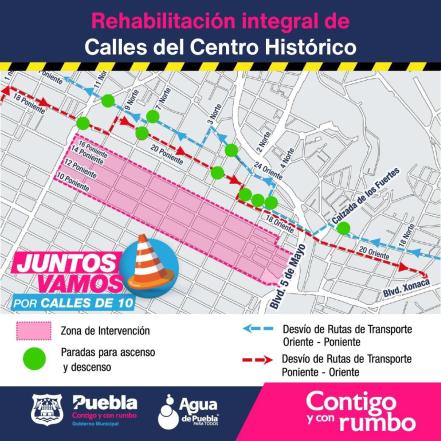 Cerrarán estas calles del Centro Histórico de Puebla, checa qué rutas serán desviadas 