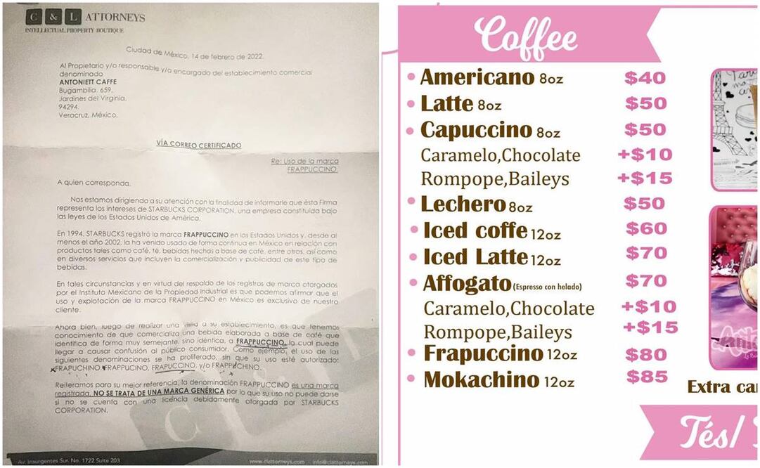 Abogados de Starbucks piden a cafetería local retirar palabra “frapuccino”