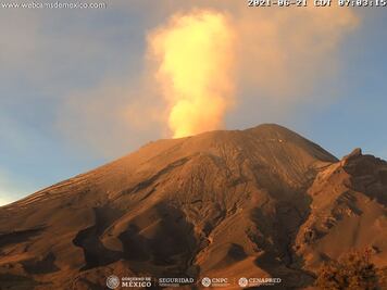 Monitoreo del volcán Popocatépetl, 21 de junio 2021