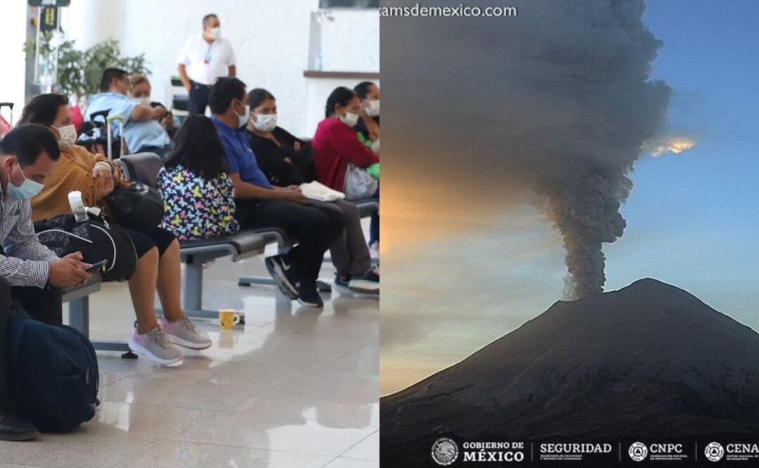 Autoridades suspendieron vuelos por la caída de ceniza del Popocatépetl / Foto: WEbcams de México / EsImagen