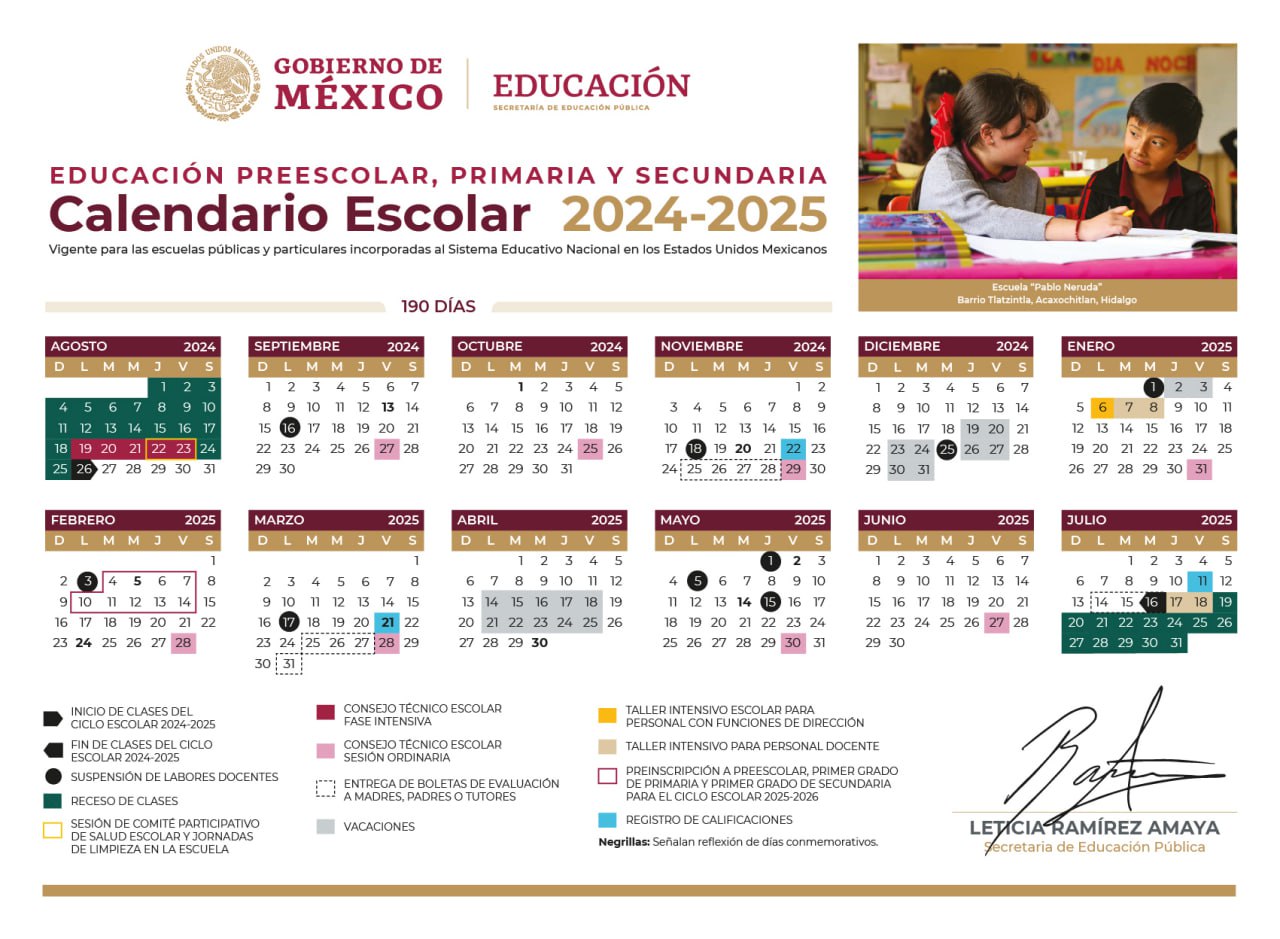Calendario Escolar 2024-2025 / Foto: SEP