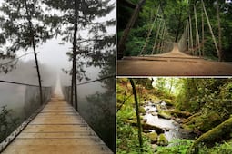 Este puente colgante de Puebla luce mágico entre lluvia y niebla en septiembre
