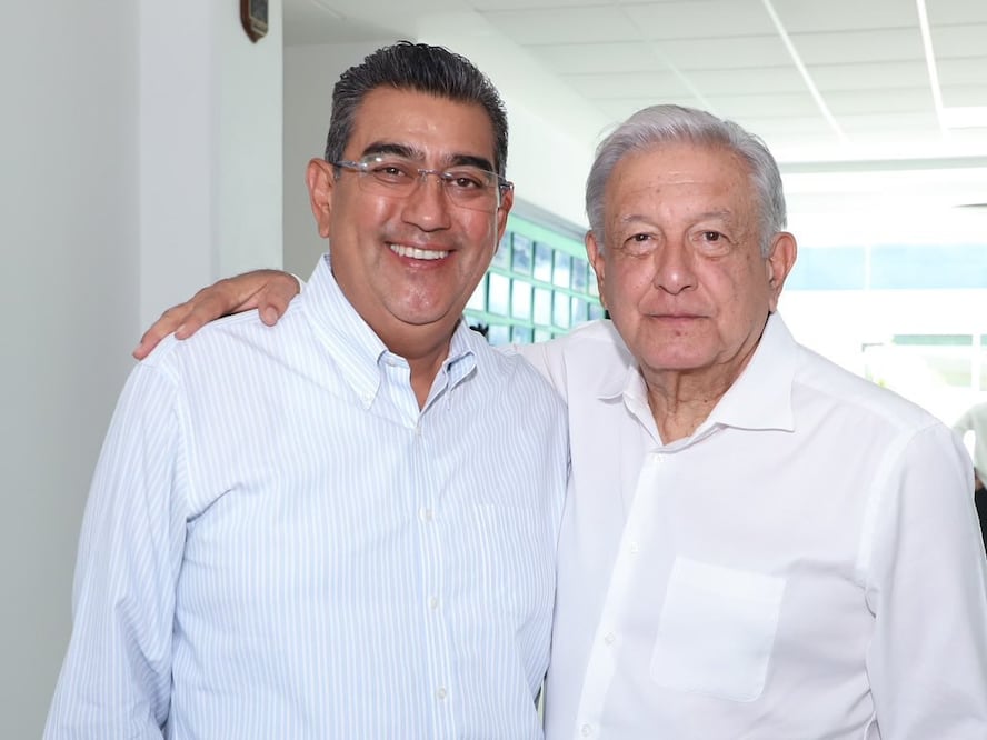 El presidente AMLO y el gobernador Sergio Salomón se reunieron / Foto: X