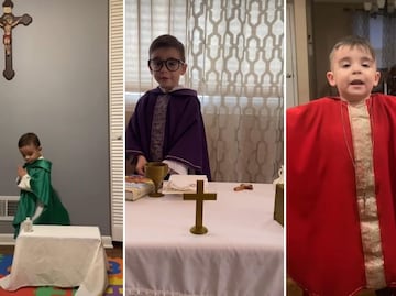 Niño juega a ser sacerdote y se hace viral en TikTok