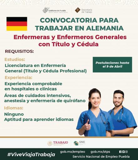 Servicio Nacional de Empleo Puebla publica vacantes para trabajar en Alemania