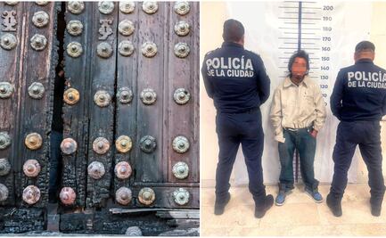 Detienen al presunto responsable de quemar la puerta de la Catedral de Puebla