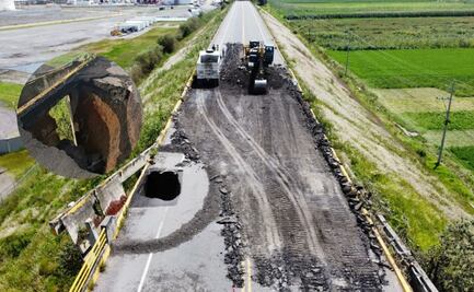 Descartan daños estructurales en bulevar del Aeropuerto Internacional de Puebla por socavón