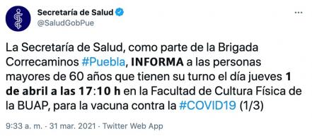 Brigada Correcaminos Puebla, lo que debes saber de la nueva etapa de vacunación