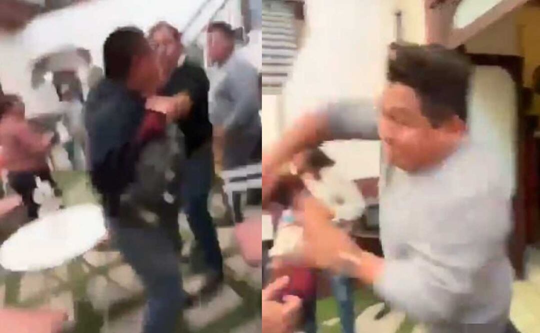 En el Hotel Quinta Alhóndiga Galindo de San Pedro Cholula fue captada una pelea | Captura de Pantalla