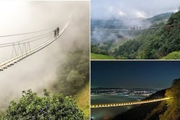 El puente tibetano en un Pueblo Mágico de Puebla para caminar entre la neblina