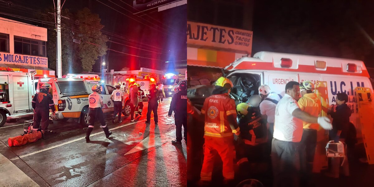 Choque de ambulancia privada / Foto Redes Sociales  PCMunicipal Puebla