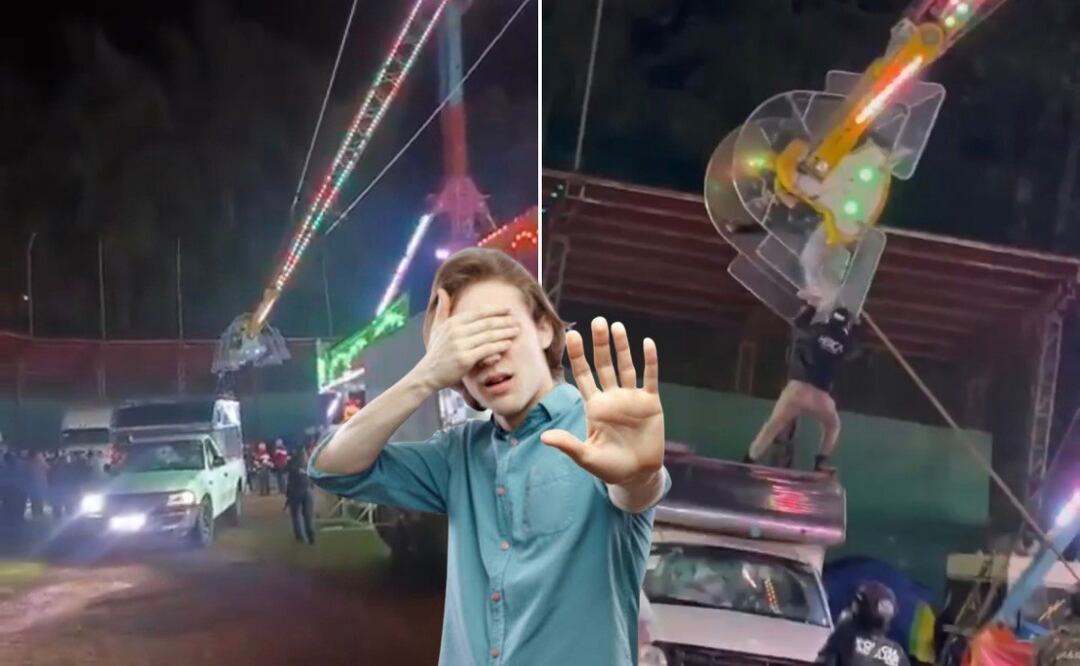 Pánico en la Feria de la Manzana de Zacatlán por falla en juego mecánico I Foto: Captura de video/Canva