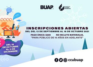Talleres artísticos CCU BUAP invierno 2021 híbridos y en línea. Inscripciones abiertas hasta el 16 de octubre