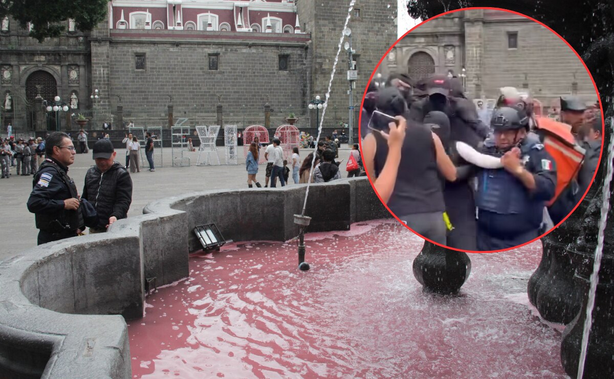 Liberan a activistas detenidas por dañar la fuente de San Miguel durante protestas en Puebla I Foto: EsImagen/Especial