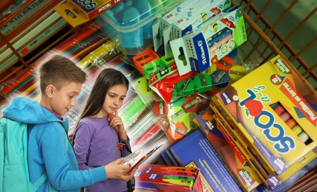 Ya comenzaron las promociones para la compra de útiles en la calle de las papelerías en Puebla | Foto: EsImagen / Canva