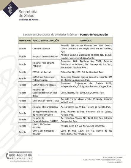 Conoce los detalles de la vacunación en Puebla capital