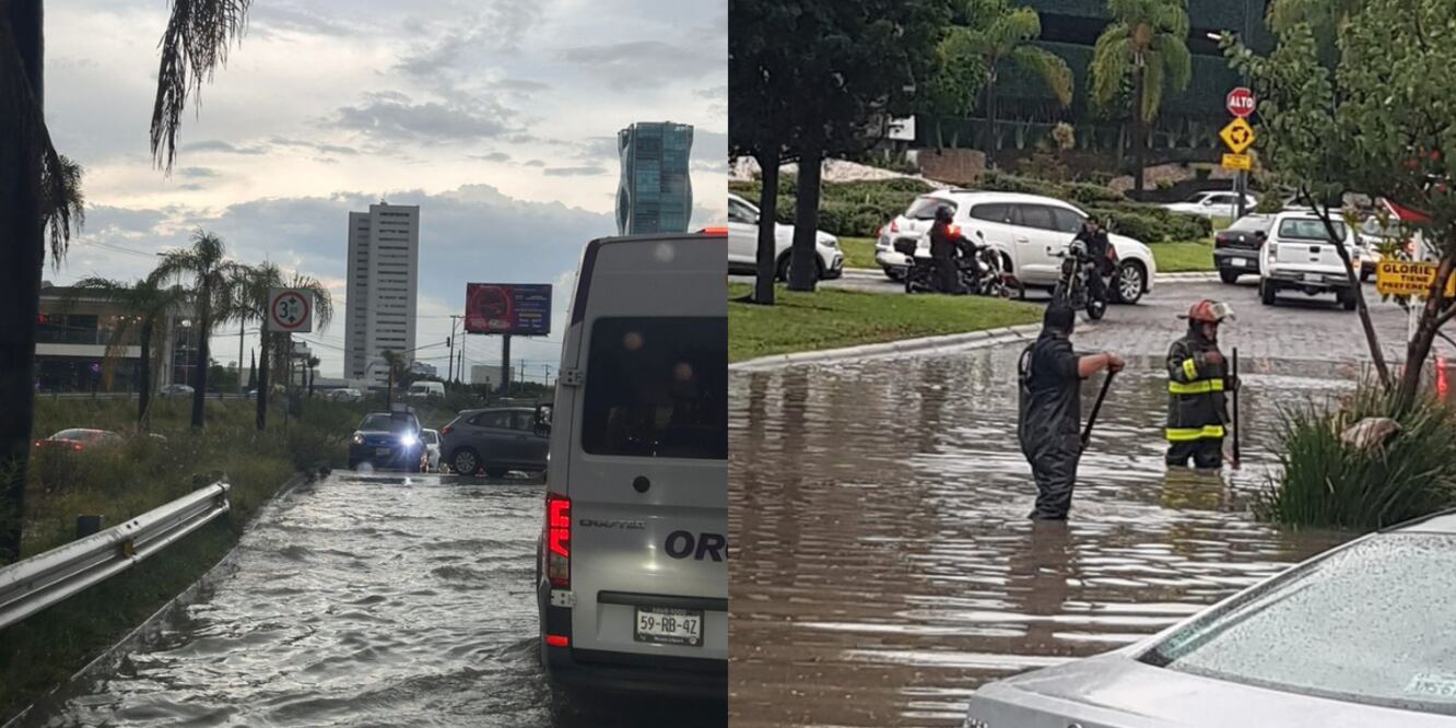 Efectos de la lluvia en Lomas de Angelópolis / Foto Redes Sociales Claudio Salinas
