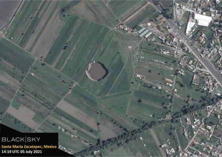 La fotografía satelital más reciente del socavón de Puebla