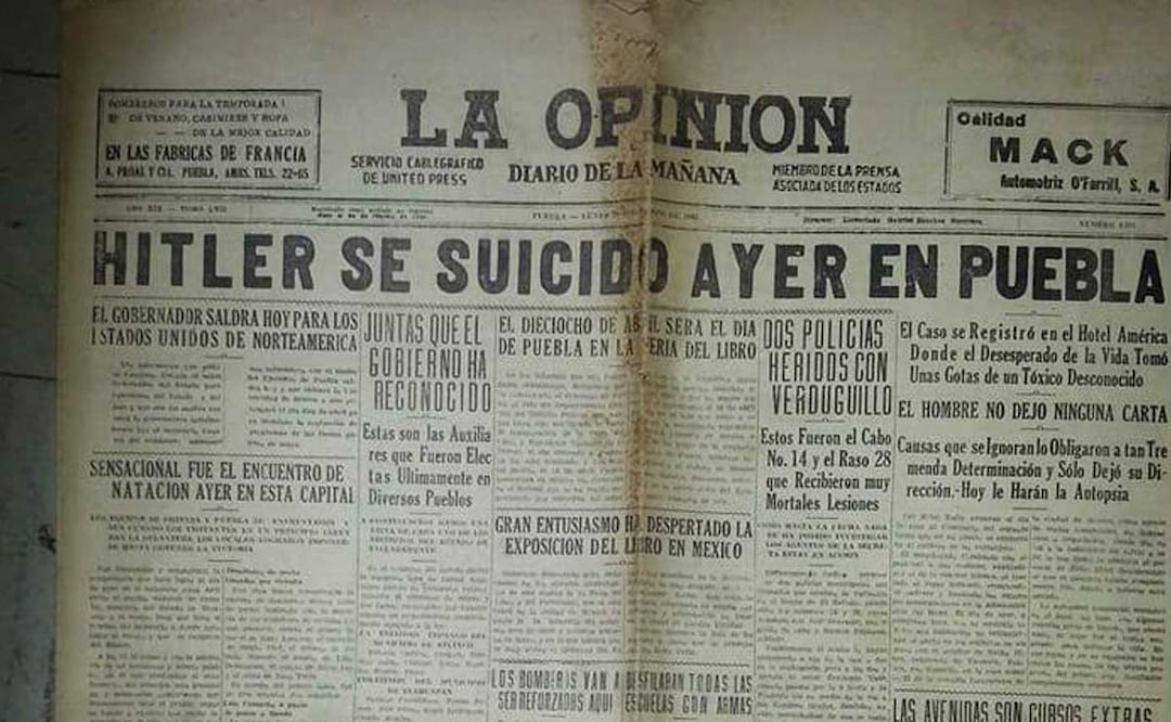 Esta versión del periódico La Opinión da cuenta de un hecho sobre Hitler que inquietó en su momento | foto: Puebla Antigua
