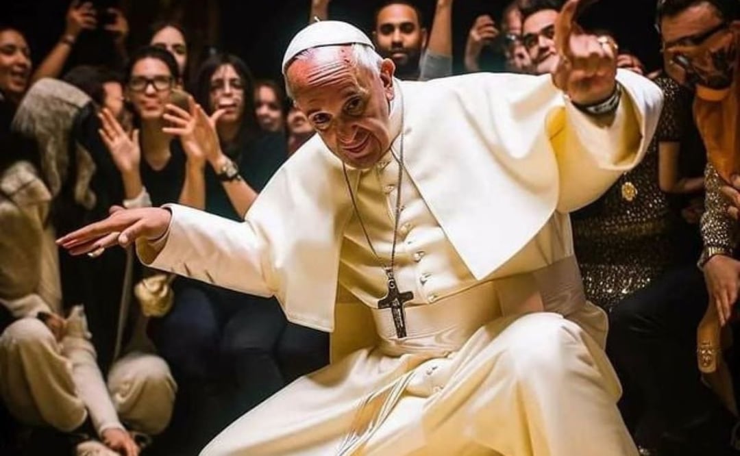 Entre los riesgos por el uso de la Inteligencia Artificial se encuentra la creación de contenidos falsos como el Papa Francisco bailando break dance. | Foto: Especial