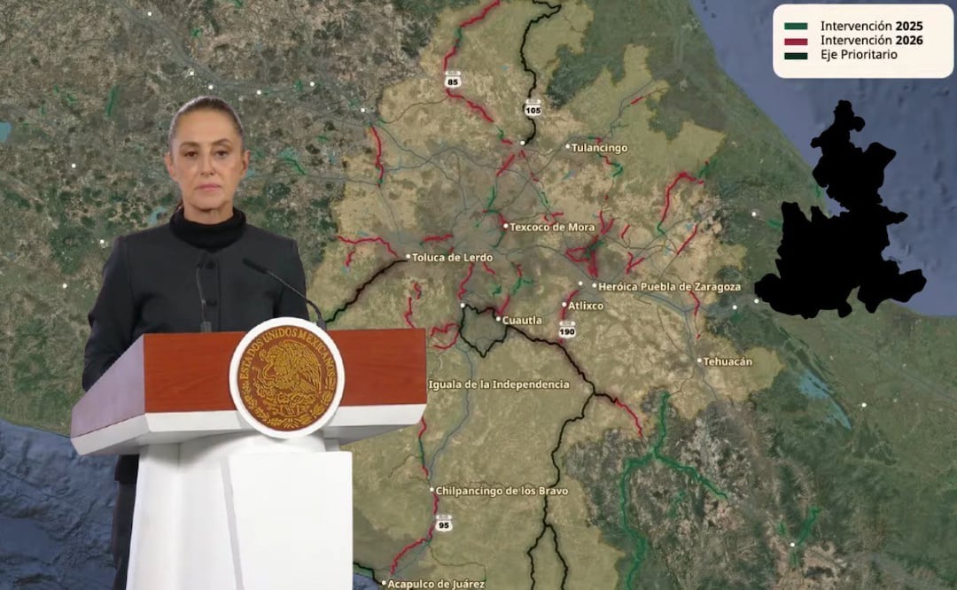 Gobierno de Claudia Sheinbaum rehabilitará las carreteras de Puebla | Foto: Especial/Captura de video