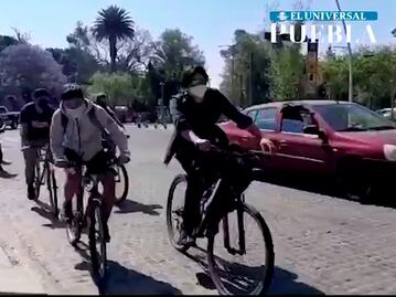 Activistas pro cannabis realizan rodada a la pirámide de Cholula