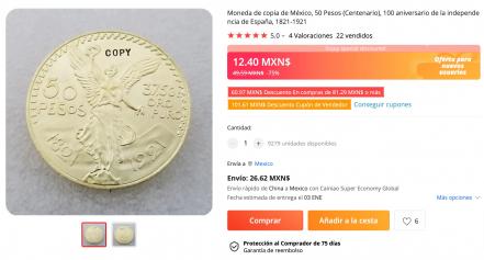 Los Centenarios de oro 'made in China' que cuestan 12.4 pesos