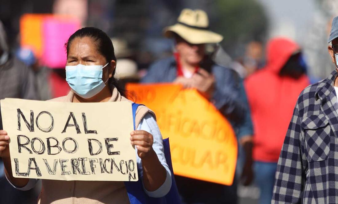La manifestación contra la verificación de este 17 de enero tuvo un mayor número de participantes que sus antecesoras | Foto: Agencia Es Imagen para El Universal Puebla