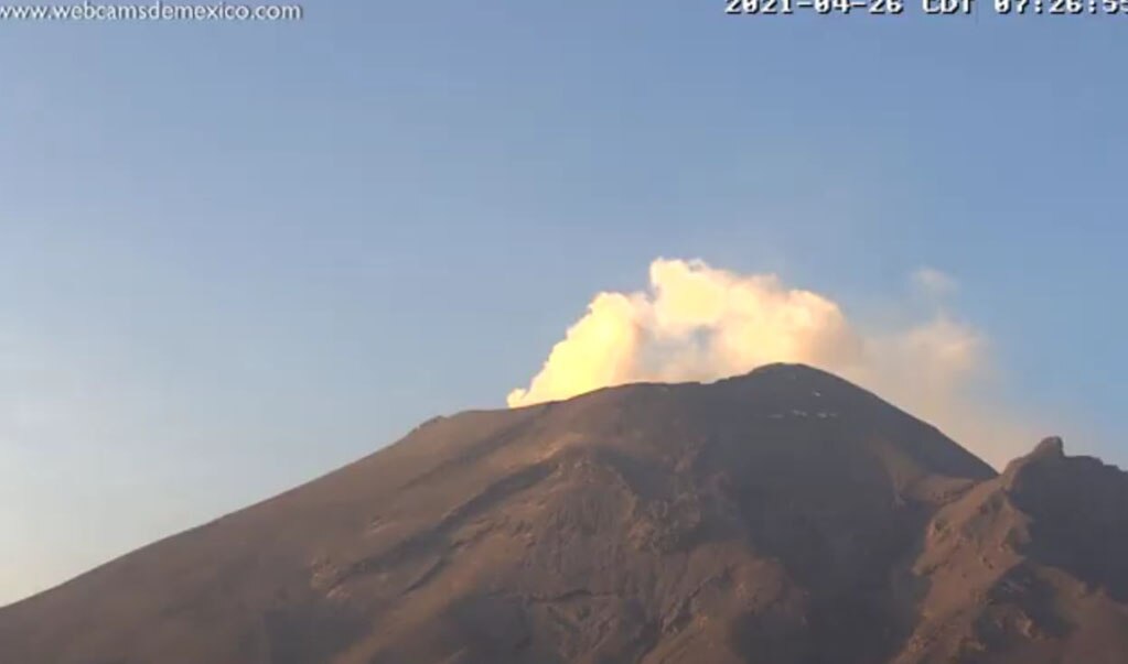 ¿Cómo amaneció el volcán Popocatépetl? 26 de abril 2021