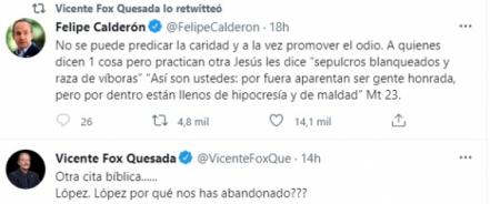 “López, por qué nos has abandonado”: Como Calderón, Fox manda mensaje a AMLO con cita bíblica