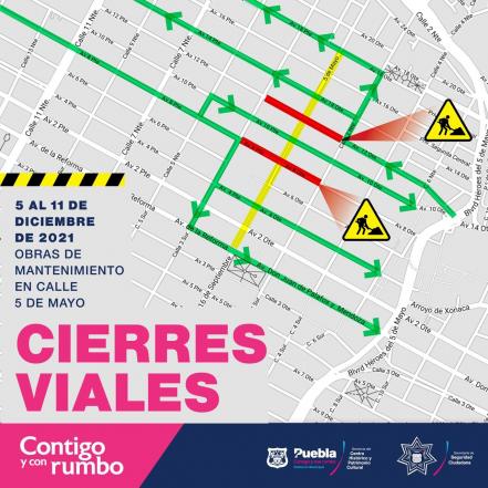 Cierran calles del Centro Histórico de Puebla por obras