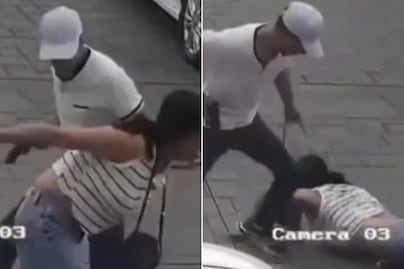 VIDEO | Captan violento asalto a mujer en Plaza Arco Lomas; la jalan y la tiran al piso